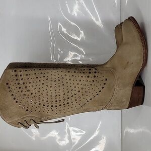 Frye Deborah Studded Suede Boots Tan Knee-High Size 8